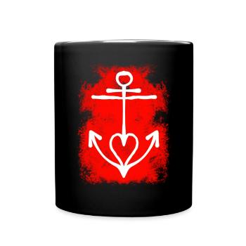 Anker Motiv maritim Retro Vintage Anchor - Tasse einfarbig - Schwarz - Vorne