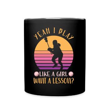 Lacrosse players - Full Colour Mug - black - Front