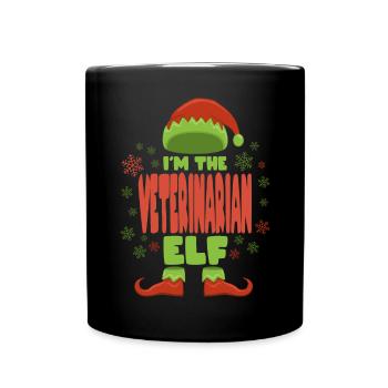 Tierarzt Weihnachtself - Tasse einfarbig - Schwarz - Vorne