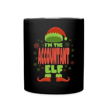 Buchhalter Weihnachtself - Tasse einfarbig - Schwarz - Vorne
