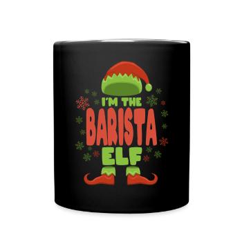 Barista Weihnachtself - Tasse einfarbig - Schwarz - Vorne