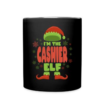 Kassierer Weihnachtself - Tasse einfarbig - Schwarz - Vorne
