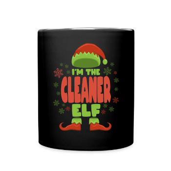 Reinigungskraft Weihnachtself - Tasse einfarbig - Schwarz - Vorne