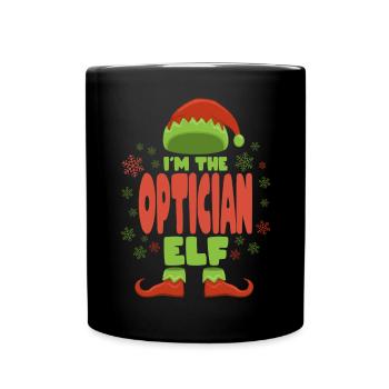 Optiker Weihnachtself - Tasse einfarbig - Schwarz - Vorne