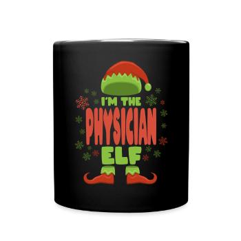 Arzt Weihnachtself - Tasse einfarbig - Schwarz - Vorne