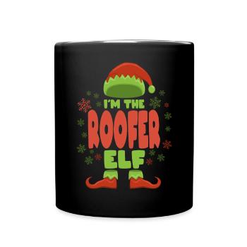 Roofer Christmas Elf - Full Colour Mug - black - Front
