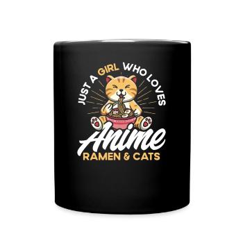 Just A Girl Who Loves Anime And Cats - Full Colour Mug - black - Front