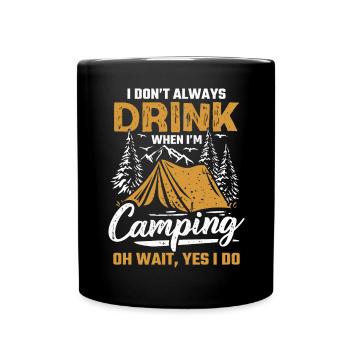 Camping Beer Tent Mountains Hiking Camper - Full Colour Mug - black - Front