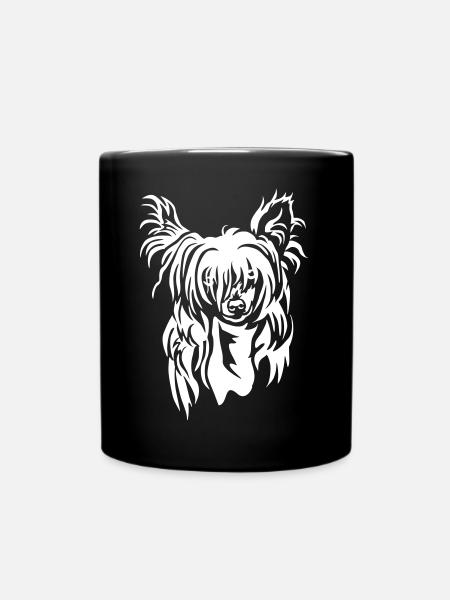 Chinese Crested Dog Kopf "Black Edition" - Tasse einfarbig - Schwarz