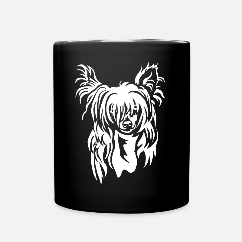 Chinese Crested Dog Kopf "Black Edition" - Tasse einfarbig - Schwarz