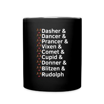 Reindeer Names Christmas - Full Colour Mug - black - Front
