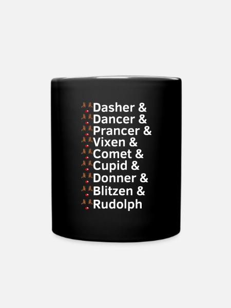 Rentier Namen Weihnachten - Tasse einfarbig - Schwarz