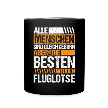 Fluglotse Fluglotsin Fliegen - Tasse einfarbig - Schwarz - Vorne