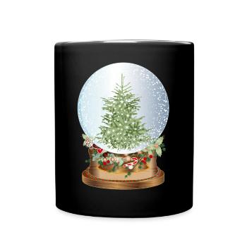 belle boule à neige nostalgique avec sapin de Noël - Mug uni - noir - Devant