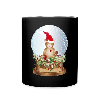 Belle boule à neige nostalgique avec ours en peluche - Mug uni - noir - Devant
