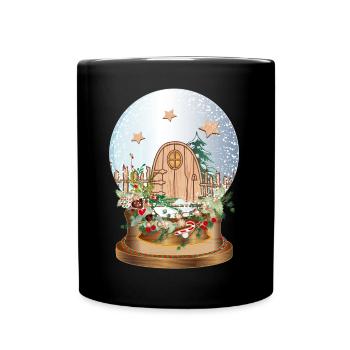 Boule à neige nostalgique avec porte elfe - Mug uni - noir - Devant