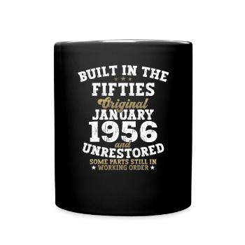 Né en 1956 janvier 67e anniversaire Homme cadeau - Mug uni - noir - Devant