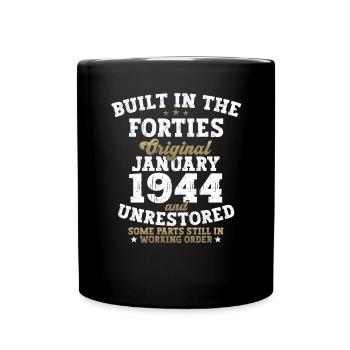 Né en 1944 Janvier 80e anniversaire Homme cadeau - Mug uni - noir - Devant