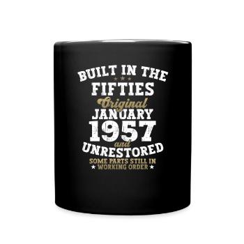 Né en 1957 Janvier 66e anniversaire Homme cadeau - Mug uni - noir - Devant