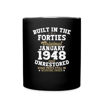 Né en 1948 Janvier 75e anniversaire Homme cadeau - Mug uni - noir - Devant