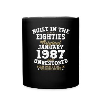 Né 1987 Janvier 36th anniversaire Homme cadeau - Mug uni - noir - Devant