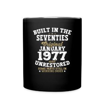 Born 1977 January 46th birthday Gift man - Full Colour Mug - black - Front