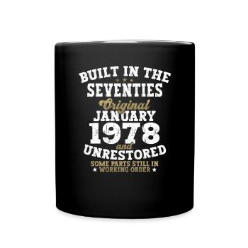 Born 1978 January 45th birthday gift man - Full Colour Mug - black - Front