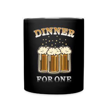 Dinner for one | Lustiges Bier Design - Silvester - Tasse einfarbig - Schwarz - Vorne