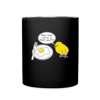 Heilige Kuh Larry ist, dass du - Tasse einfarbig - Schwarz - Vorne