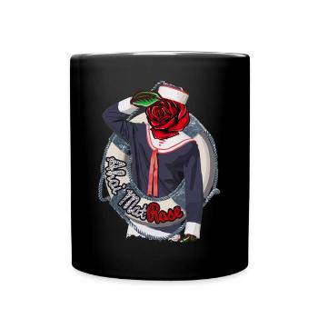 Ahoi MatRose – Maritimes Wortspiel Design - Tasse einfarbig - Schwarz - Vorne