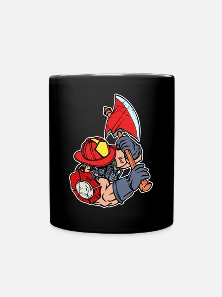 Feuerwehr Brandschutz Lebensretter Feuerwehrmann - Tasse einfarbig - Schwarz