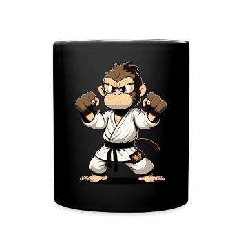 Anime Karate Monkey - Japanische Karateka - Tasse einfarbig - Schwarz - Vorne