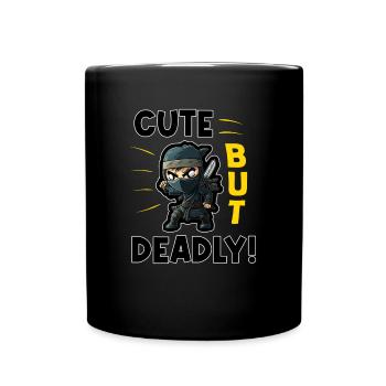 Ninja Kids Cartoon Action Spy - Full Colour Mug - black - Front
