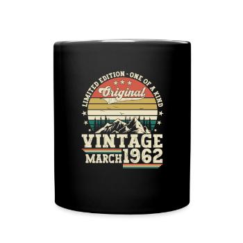 March born 1962 61st birthday gift man - Full Colour Mug - black - Front