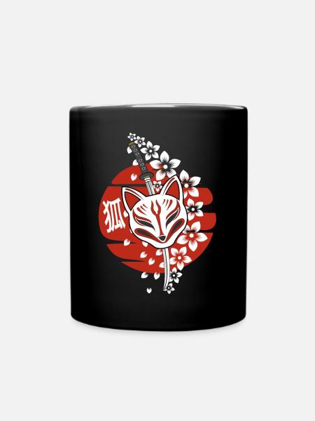 Japan Anime Maske Kitsune - Tasse einfarbig - Schwarz