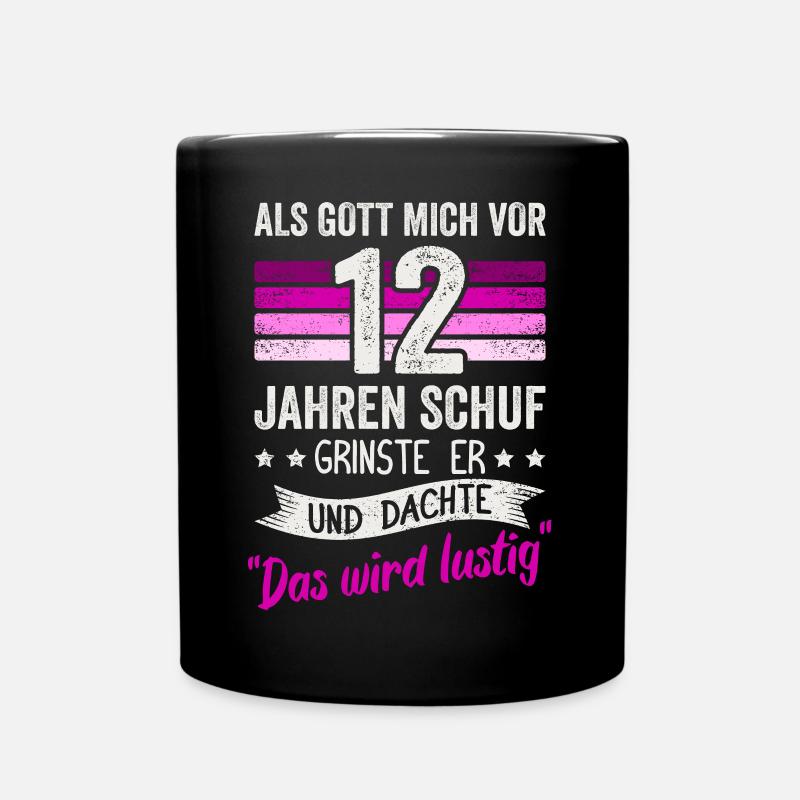 12. Geburtstag als Gott mich vor 12 Jahren schuf - Tasse einfarbig - Schwarz
