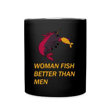 Frauen Angeln Lustig Spruch - Tasse einfarbig - Schwarz - Vorne