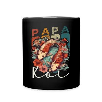 Papa Koi Japanischer Vatertag - Tasse einfarbig - Schwarz - Vorne