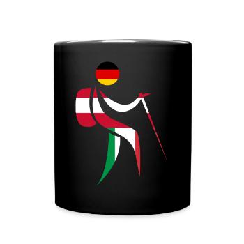 Alpenüberquerung E5 Wandern - Tasse einfarbig - Schwarz - Vorne