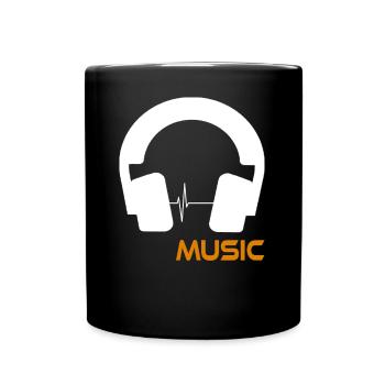 Musikwellen-Headset-Logo - Tasse einfarbig - Schwarz - Vorne