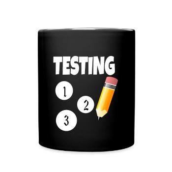 Test 123 mit Bleistift - Tasse einfarbig - Schwarz - Vorne