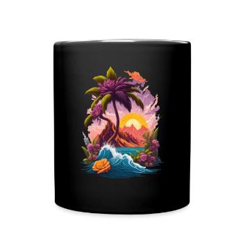 Palmiers de l’île Sunrise Paradise - Mug uni - noir - Devant
