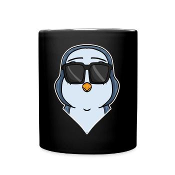 cooler Pinguin mit Sonnenbrille - Tasse einfarbig - Schwarz - Vorne