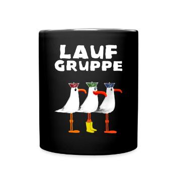 Lauf Gruppe Training Laufen Joggen Sport Jogger - Tasse einfarbig - Schwarz - Vorne