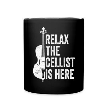 Détendez-vous Le violoncelliste est ici Violoncelliste - Mug uni - noir - Devant