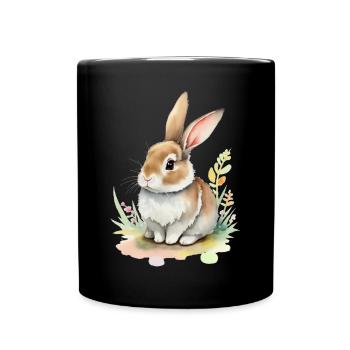 Lapin mignon - Mug uni - noir - Devant