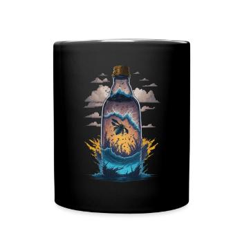 Biene In Einer Wasserflasche - Tasse einfarbig - Schwarz - Vorne