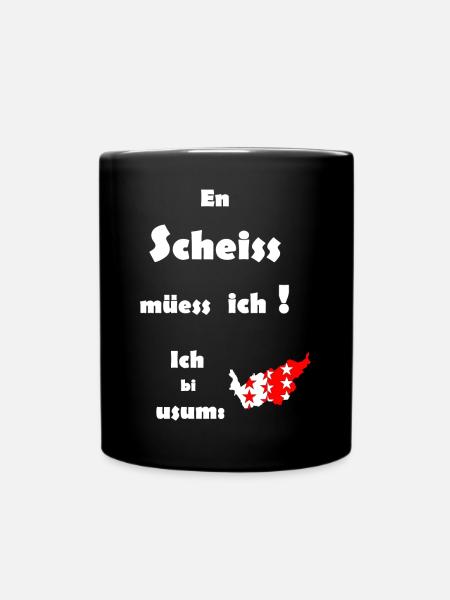Wappen Wallis - Tasse einfarbig - Schwarz