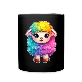 Buntes Schaf Regenbogen LGBTQ Tier Wolle Gender - Tasse einfarbig - Schwarz - Vorne