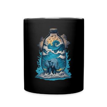 Elephant In Bottle - Full Colour Mug - black - Front
